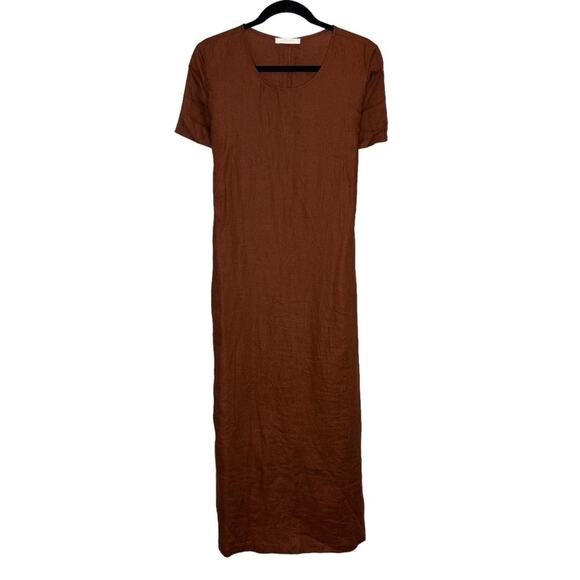 Shaina Mote Gia Linen Maxi Dress in Burnt Orange - Picture 2 of 10